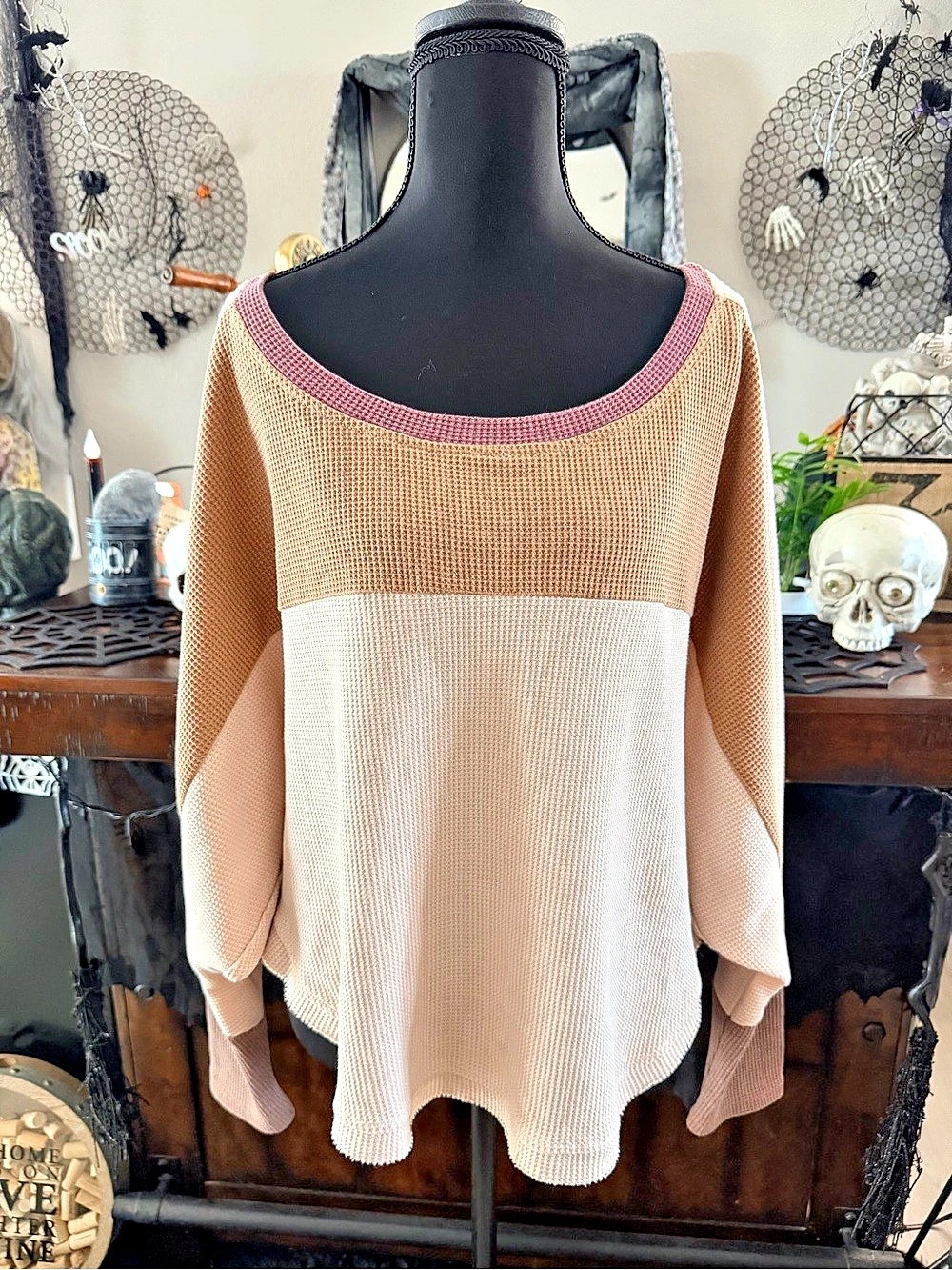 Hem & Thread Color-Block Waffle Knit Top
